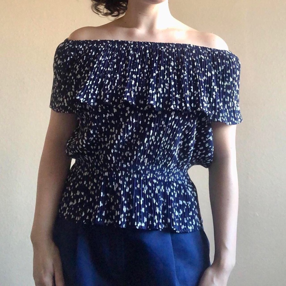silky pleated ruffly peplum blouse